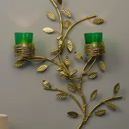 Homesake Set Of 2 Green & Gold-Toned  Candle Holders-image-51