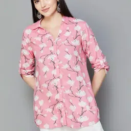 Melange by Lifestyle Pink Floral Print Shirt-image-15