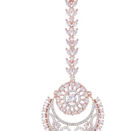 Saraf Rs Jewellery Rose Gold Plated Ad Studded Half Moon Shaped Handcrafted Maang Tika image 1