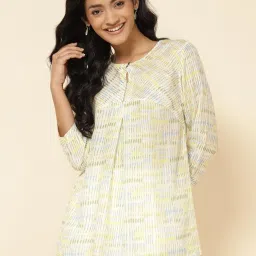 Fabindia Lime Yellow Printed Tunic image 1