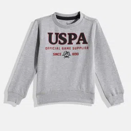 U.S. Polo Assn. Kids Boys Grey Melange Printed Sweatshirt image 1