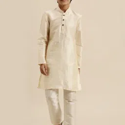Sanwara Kids Cream Regular Fit Kurta Set-picture-11