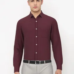 Peter England Maroon Regular Fit Shirts image 1