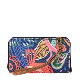 Mona B Oasis Navy Printed Zip Around Wallet for Women image 1