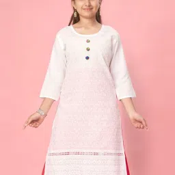 Aarika Kids White Embroidered Kurti image 1