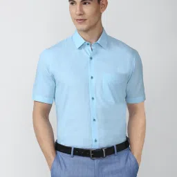 Peter England Blue Cotton Regular Fit Shirt image 1