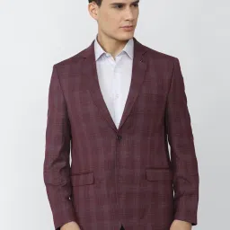 Van Heusen Maroon Slim Fit Checks Blazers image 1