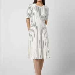 Van Heusen White Striped A-Line Formal Dress image 1