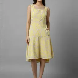 Allen Solly Yellow Printed A-Line Dress image 1