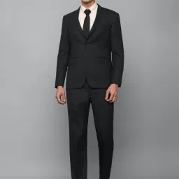 Luxure By Louis Philippe Black Slim Fit Texture Two Piece Suits image 1