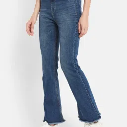 METTLE Blue Cotton Mid Rise Bootcut Jeans image 3