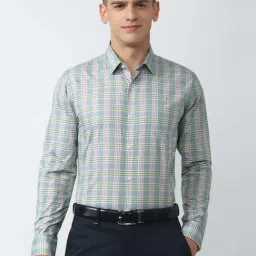 Peter England Multi Slim Fit Checks Shirts-image-6