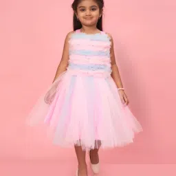 Aarika Kids Pink & Blue Solid Frock image 1