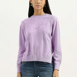 United Colors of Benetton Purple Cotton Textured Pattern Sweatshirt image 1