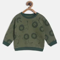 MINIKLUB Kids Olive Printed Full Sleeves Sweatshirt image 1