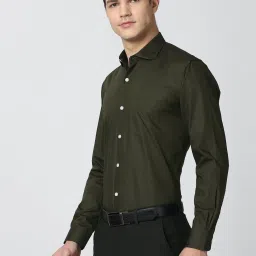 Peter England Green Regular Fit Cotton Shirt image 3