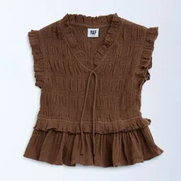 Y&F Kids by Westside Brown Smocked Cotton Top-picture-16