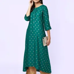 YU by Pantaloons Green Printed A Line Kurta image 1