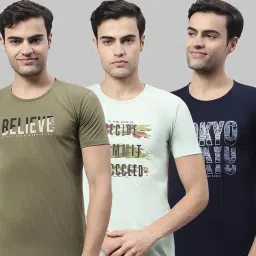 Vimal Jonney Multi Cotton Regular Fit Printed T-Shirt - Pack of 3 image 1