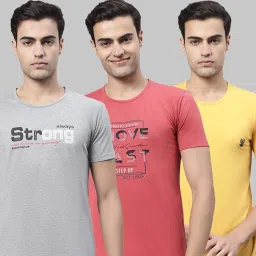 Vimal Jonney Multi Cotton Regular Fit Printed T-Shirt - Pack of 3 image 1