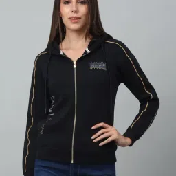 Cantabil Navy Fleece Graphic Print Hoodie-picture-23