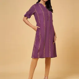 YU by Pantaloons Plum Printed Straight Kurta image 1