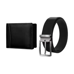 SCHARF Black Solid Wallet & Formal Belt Combo Gift Set For Men image 1