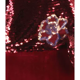 Cutecumber Kids Maroon Embellished Full Sleeves Dress image 5
