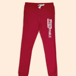 Pantaloons Junior Red Cotton Printed Trackpants image 1