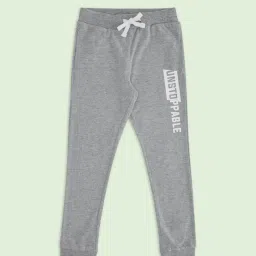 Pantaloons Junior Grey Cotton Printed Trackpants image 1