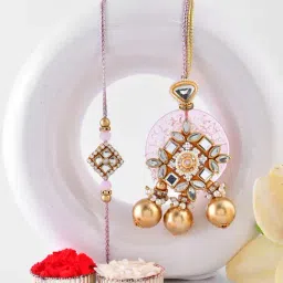 Aapno Rajasthan Gold Traditional Festive Bhaiya Bhabhi Casual Rakhi with Roli Chawal & Greetings Card-picture-37