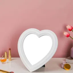 Nestasia Premium Quality White Pvc Framed Heart-Shaped Large Desk Mirror I Perfect For Modern Desk image 1