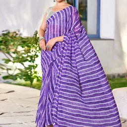 DIVASTRI Striped Pure Georgette Leheriya Saree-image-20