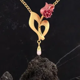 P.C. Chandra Jewellers 18KT Yellow Gold Necklace With Rose And Pearl for Women & Girls-picture-33