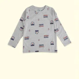 Pantaloons Junior Grey Cotton Printed Full Sleeves T-Shirt image 1