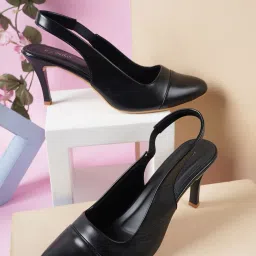 Iconics Women's Black Sling Back Stilettos image 1