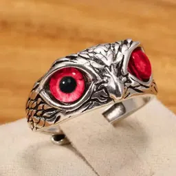 MEENAZ Men Set Of 4 Silver Plated Owl Adjustable Finger Ring-picture-37