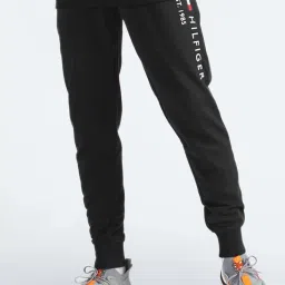 Tommy Hilfiger Black Cotton Regular Fit Logo Printed Joggers image 1