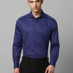 Louis Philippe Gods & Kings Navy Cotton Regular Fit Printed Shirt image 1
