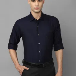 Louis Philippe Navy Cotton Regular Fit Striped Shirt image 1
