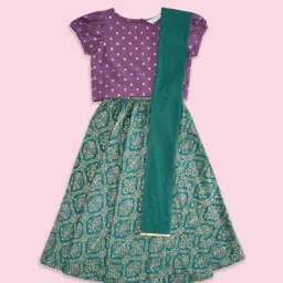 Akkriti by Pantaloons Kids Purple & Green Printed Lehenga Cholis image 1