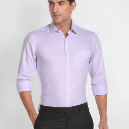 Arrow Purple Cotton Regular Fit Self Pattern Shirt image 1