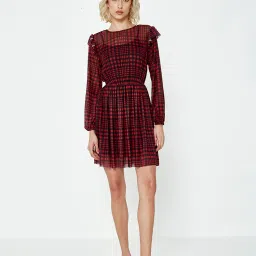 Cover Story Red & Black Check Skater Dress image 1