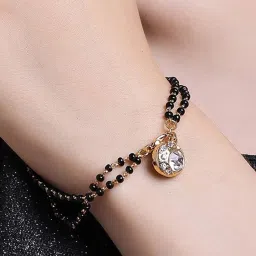 Estele Gold-Plated Drop-Shaped Mangalsutra Bracelet with Crystal for Women image 1