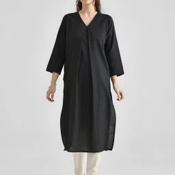 Rustorange Black A Line Kurta image 1