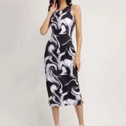 Fablestreet Black Fitted Printed Dress-picture-16