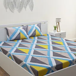 Romee Grey Microfibre Geometric Bed Sheets image 1