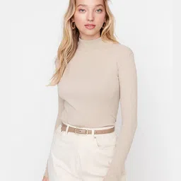 Trendyol Women Solid High Neck Long Sleeves Top-picture-36