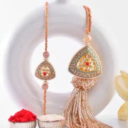 Aapno Rajasthan Multi Rustic Charm Bhaiya Bhabhi Casual Rakhi with Roli Chawal & Greetings Card-picture-41