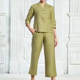 SELVIA Khaki Maxi Co-Ord Set image 1